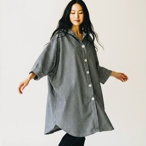 Denim Hooded Jacket Geometric Striped Denim Cotton Button-Up OS
Cottagecore